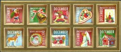 Netherlands Pays-Bas Niederlande 2010 Christmas Set of 10 stamps in block 2x5 MNH