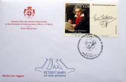 SMOM Order of Malta 2020 Beethoven 250 ann stamp with label FDC