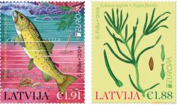 Latvia Lettland Lettonie 2024 Europa CEPT Underwater flora and fauna Fish plant set of 2 stamps MNH