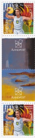 Aland islalnds Åland Finland 2024 Olympic games Paris Olympics strip of 2 stamps with labels MNH