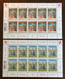 Monaco 2018 Christianity Christmas Joint issue with Vatican Set of 2 sheetlets MNH