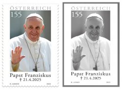 Austria Österreich L'Autriche 2025 Pope Francis Set of Stamp and limited edition blackprint proof MNH
