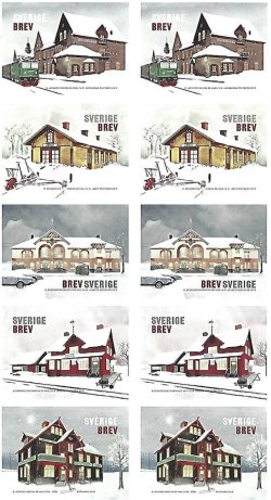 Sweden Schweden Suède 2019 Winter Railway stations Trains Christmas and New Year Booklet / sheetlet MNH