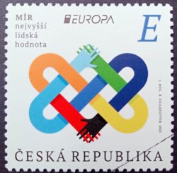 Czech Republic 2023 Europa CEPT Peace RARE stamp with proof specimen "blind" cancellation