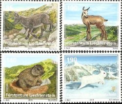 Liechtenstein 2013 Baby animals of the Alpine region mammals SEPAC joint issue Set of 4 stamps MNH