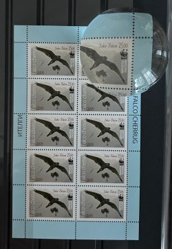 Kyrgyzstan 2009 WWF Birds falcon RARE perforated sheetlet with one ERROR stamp MNH