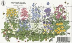 Finland 1994 Blooming meadow Flowers bees butterflies berries Set of 10 stamps in block / sheetlet MNH