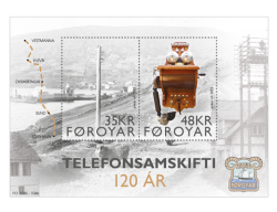 Faroe Islands Denmark 2025 Telephone Communication 120 ann Set of 2 stamps in block MNH