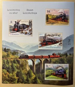 Romania 2025 Raylways history Steam Locomotives trains Limited edition numbered imperforated block MNH