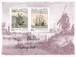 Czech 2025 Václav Hollar Ship Engravings Set of 2 stamps in block MNH