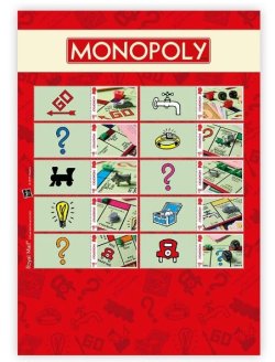 Great Britain United Kingdom 2025 Monopoly 90 ann Liverpool station train Car Dog Ship etc Set in Special block / sheetlet MNH