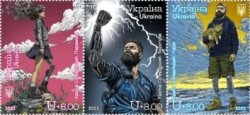 Ukraine 2025 Country of Supermen Set of 3 stamps in strip MNH