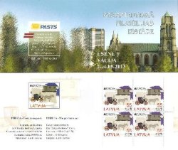 Latvia 2013 Europa CEPT Mail transport Trains Cars Airplane Carriages Limited edition minisheet in exhibition booklet Essen MNH