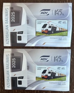 Azerbaijan 2025 State Railways 145 ann Train RARE Set of Perforated and Imperforated block's MNH