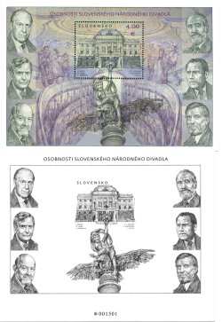 Slovakia 2025 National Theatre Personalities Set of Block and limited edition numbered blackprint proof MNH