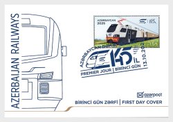 Azerbaijan 2025 State Railways 145 ann Train FDC