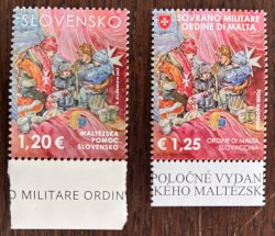 Slovakia and SMOM 2023 Help for Ukraine Joint Issue Both countries set stamps MNH