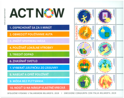 Slovakia 2020 ActNow Joint issue Stamp and labels in block MNH