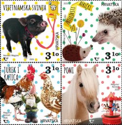 Croatia 2020 Children`s World Pygmy Animals Set of 4 stamps in block 2x2 MNH