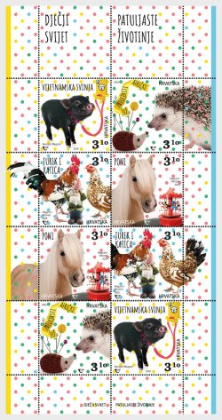 Croatia 2020 Children`s World Pygmy Animals Sheetlet of 2 sets MNH