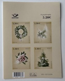 Estonia 2024 Christmas RARE IMPERFORATED limited edition block MNH