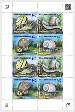 Bosnia and Herzegovina Croatian 2025 Fauna Snails Sheetlet MNH