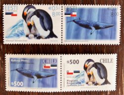 Chile and Estonia 2006 Antarctic fauna Penguin Whale joint issue Set both countries MNH