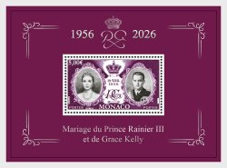 Monaco 2026 Marriage Of Prince Rainier Iii And Grace Kelly 70 ann Block MNH