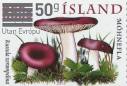 Iceland Island Istande 2026 Definitives Postage to Europe Overprint on mushroom Crab brittlegill MNH