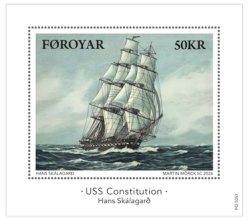 Faroe Islands Denmark 2026 USS Constitution Sailship Art by Skálagarð Block MNH