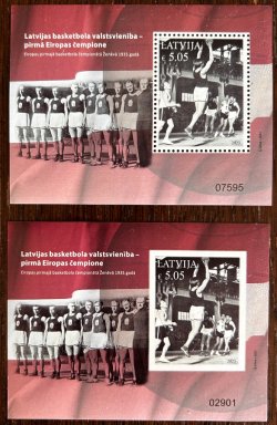 Latvia 2023 The legends of Latvian sports Basketball team Set of perforated and limited edition imperforated block's MNH
