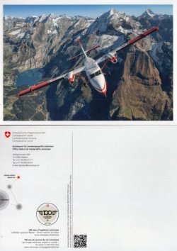 Switzerland 2026 Topographic Flight Service 100 ann Aviation Special Postcard