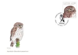 Latvia 2026 Bird of Year Eurasian pygmy owl FDC