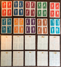 China 1952 Radio Gymnastics Full set of 10 quarter-block's 2x2 MH (*) Mi # 146-175