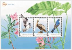 Netherlands 2026 Birds Saba Set of 3 stamps in block MNH