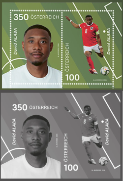 Austria 2026 Football World Cup David Alaba forward of the Austrian national team Set of Block and limited edition blackprint MNH