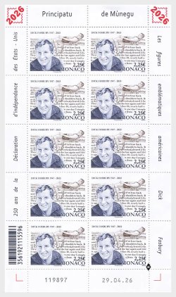 Monaco 2026 Dick Fosbury 1968 Mexico City Olympics Gold medal Sheetlet MNH
