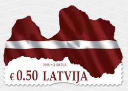 Latvia 2018 National flag in the shape of a map Special stamp MNH