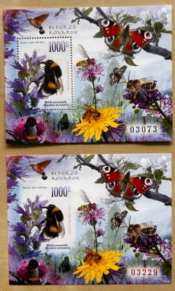 Hungary 2021 Pollinating Insects Set of perforated and imperforated numbered limited edition blocks MNH