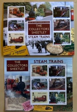 Great Britain UK Isle of Man IOM 2019 Steam Trains limited edition block in booklet MNH