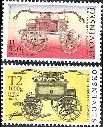 Slovakia 2008 Technical Sights Fire-Fighting Devices Old traliers Set of 2 stamps MNH