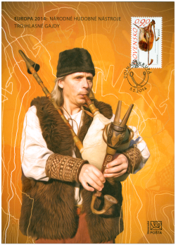 Slovakia 2014 Europa CEPT National Musical Instruments Three Drones Bagpipes Maxicard