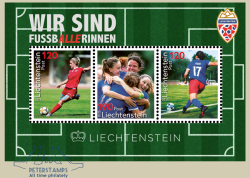 Liechtenstein 2025 We are female footballers Special limited edition Set of 3 stamps in block MNH