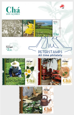 Azores Portugal 2019 Tea Azores culture Set of 3 stamps and block MNH