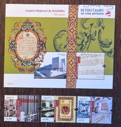 Portugal Madeira 2021 Madeira Regional Archive 90 ann Set of 3 stamps and block MNH