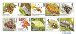 Great Britain United Kingdom 2026 Fauna Butterflies Moths Set of 10 stamps in 2 strips MNH