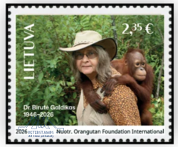 Lithuania 2026 Anthropologist Birutė Galdikas with orangoutang Stamp MNH