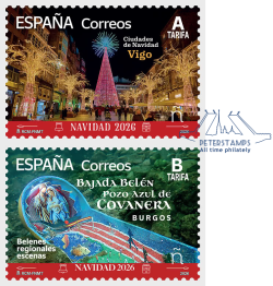 Spain 2026 Christmas cities Set of 2 stamps MNH