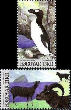 Faroe Islands Denmark 2012  Animals of the Viking Age Penguins and Faroese sheep Set of 2 stamps MNH