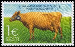 Estonia Estland 2014 100 years Herdbook of the Estonian native breed cattle beautiful stamp on velvet paper MNH